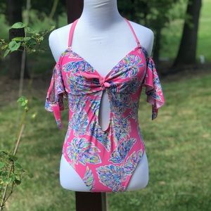 Pink one piece swim suit